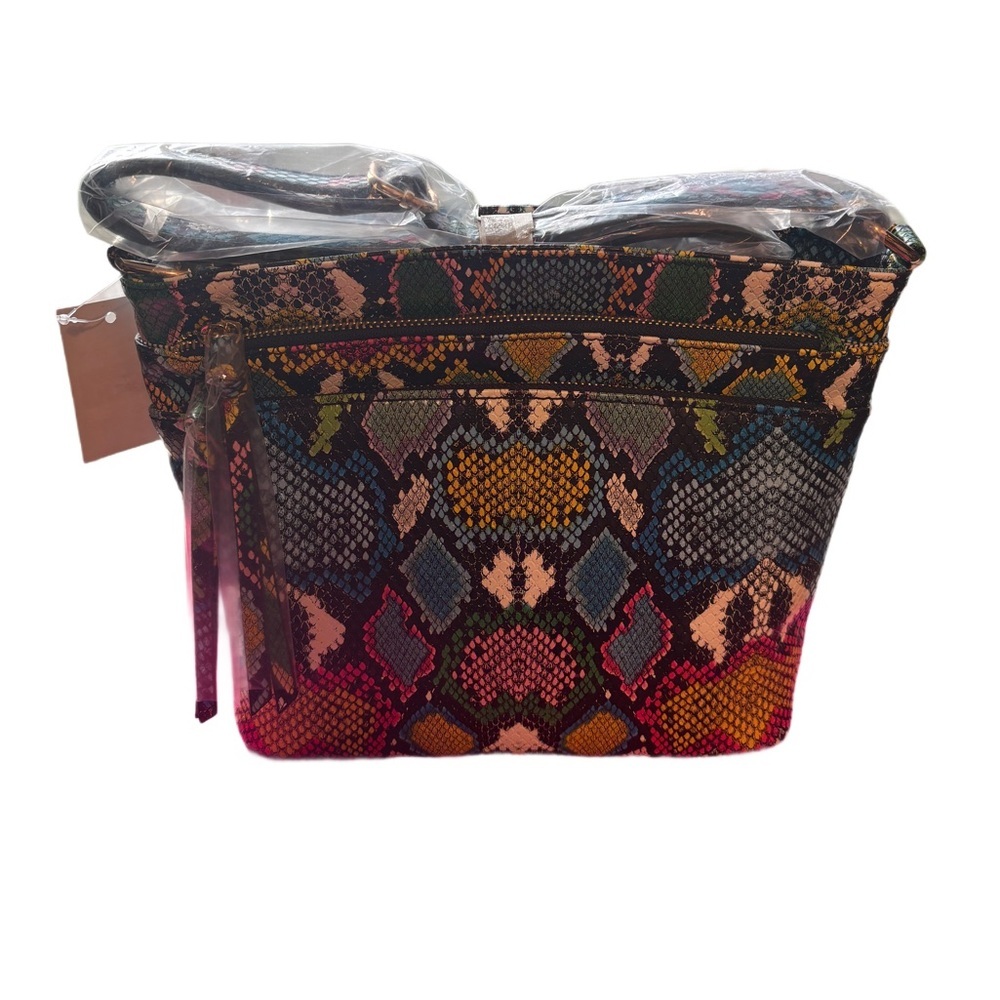 Stylish NWT Women’s Multicolored Snake Skin Vegan Leather Crossbody Bag